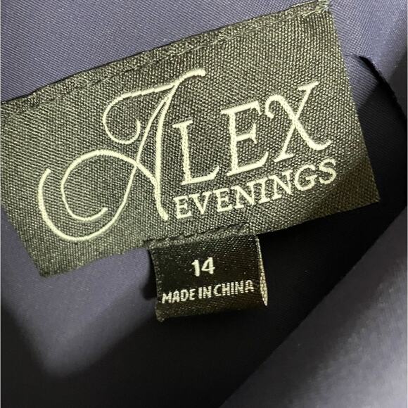 Alex Evenings Compression Embellished Ruched Sheath Dress Navy Women’s Sz 14 - Picture 7 of 10